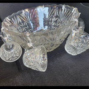 Anchor Hocking vintage punch bowl & glasses